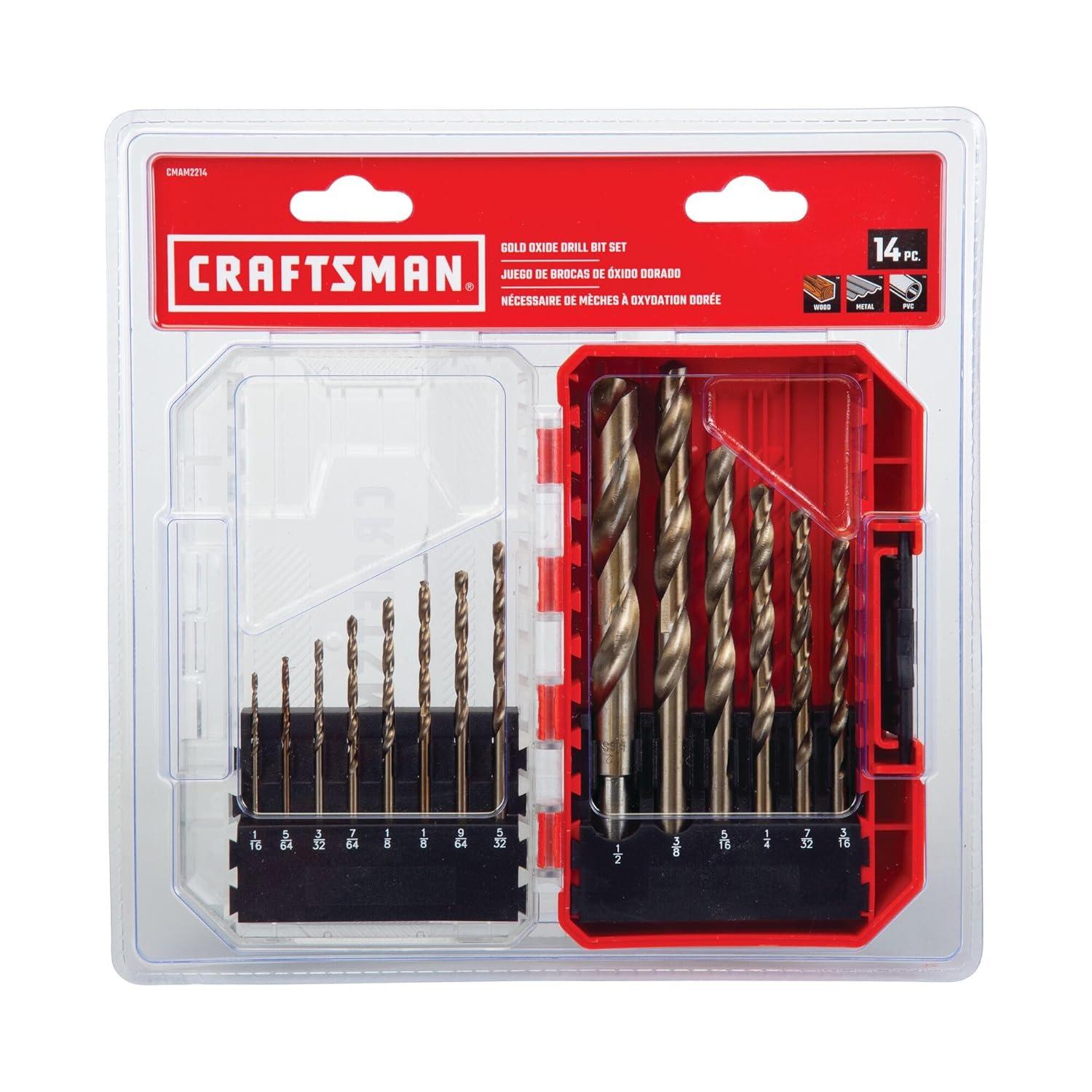 image:imageCRAFTSMAN 14Piece Gold Oxide Drill Bit Set for Wood Plastic or Metal CMAM22141 Count Pack of 1