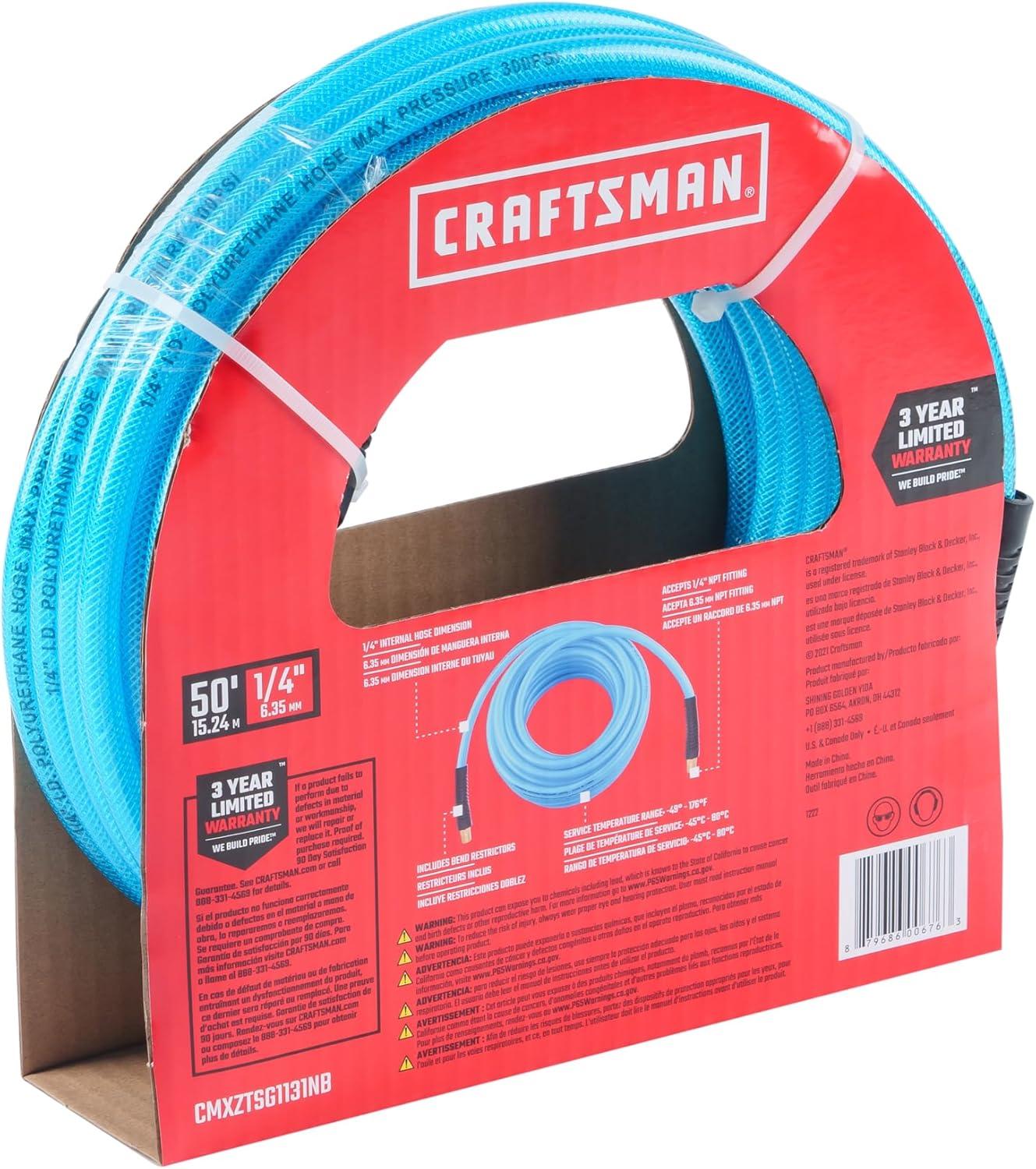 image:imageCRAFTSMAN 14in x 50ft Polyurethane Air Hose Lightweight KinkResistant 300 PSI Flexible Ideal for Nailers amp Staplers