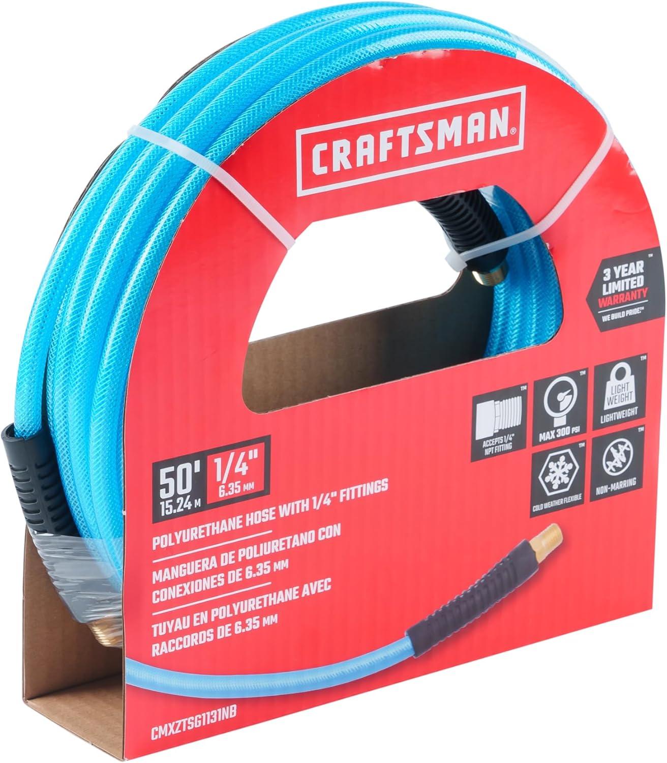 image:imageCRAFTSMAN 14in x 50ft Polyurethane Air Hose Lightweight KinkResistant 300 PSI Flexible Ideal for Nailers amp Staplers