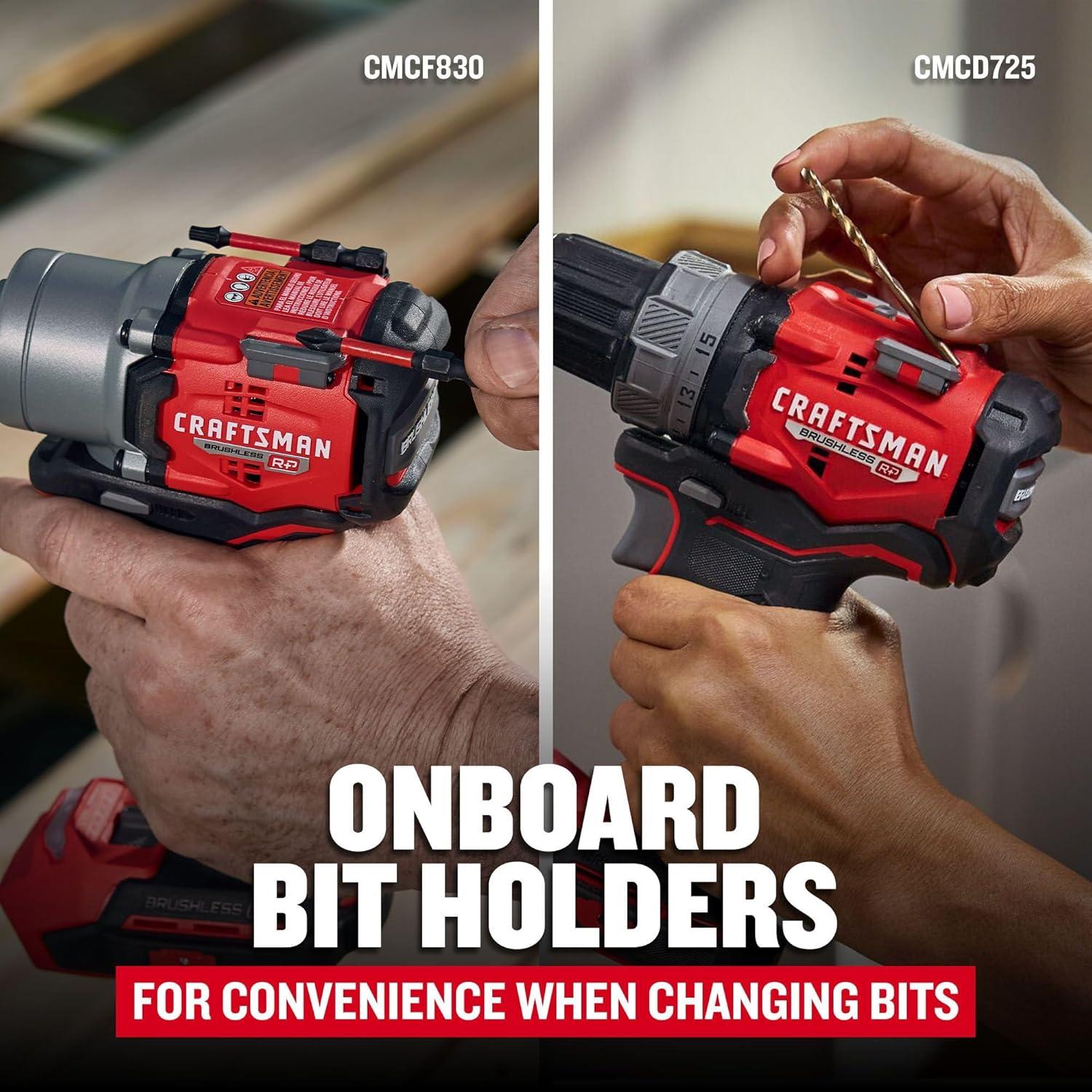 image:imageCRAFTSMAN 20V RP Cordless Drill Driver and Impact Driver Brushless 2Tool Power Tool Combo Kit LED Work Light Includes Battery and Charger CMCK2530C2