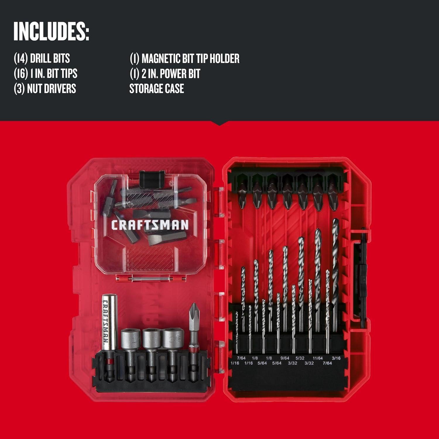 image:imageCRAFTSMAN 35 Piece Screwdriver Bit Set Durable ShockResistant Steel CMAF35SET