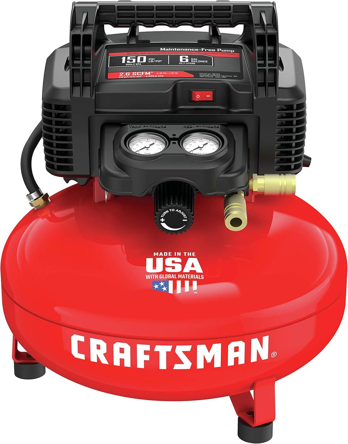 image:imageCRAFTSMAN Air Compressor 6 Gallon Pancake OilFree with 13 Piece Accessory Kit CMEC6150KAir Compressor w Accessory Kit