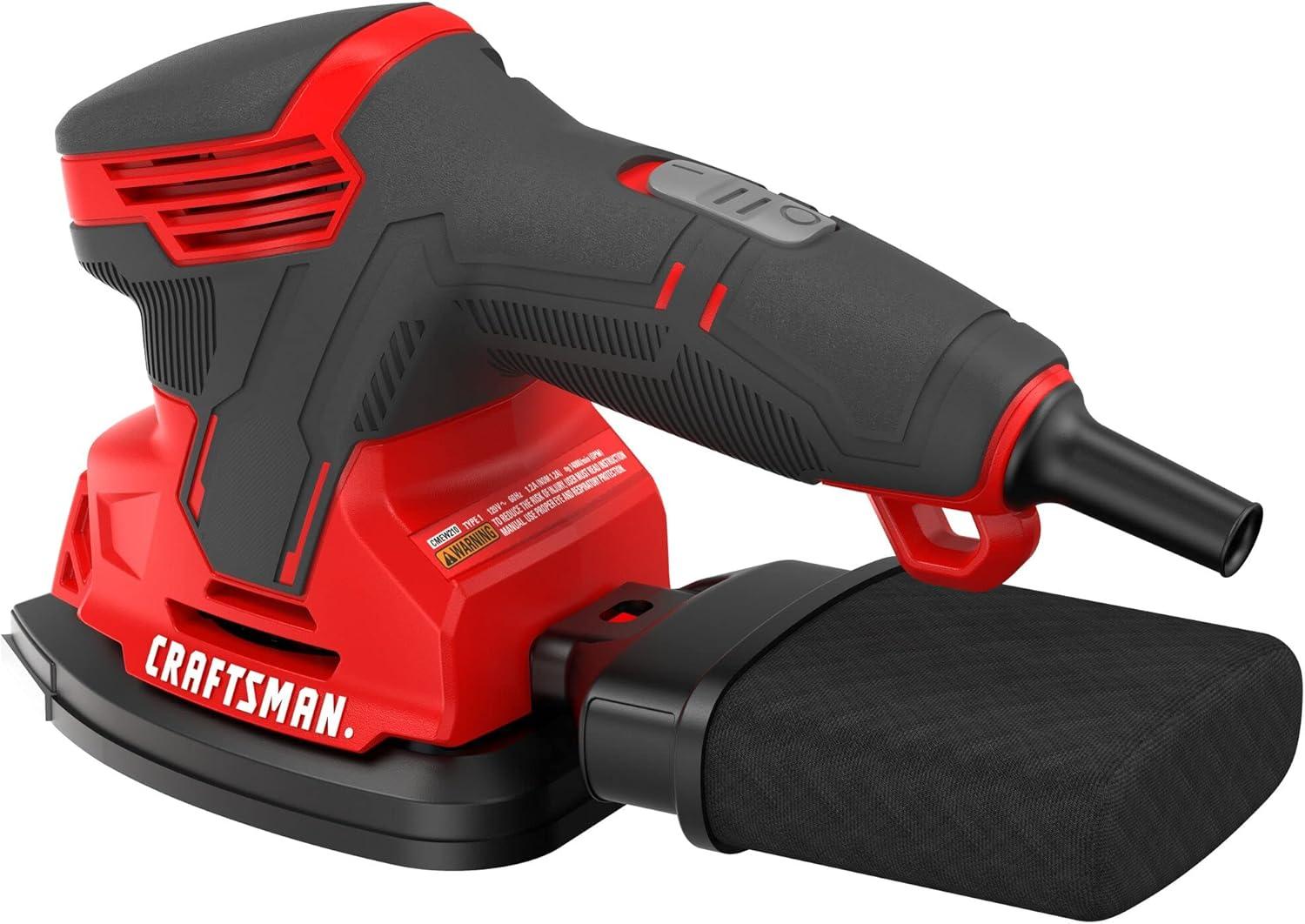 image:imageCRAFTSMAN Detail Sander Corded Mouse Sander for Woodworking Includes 2 Attachments Sandpaper Sheets and Dust Bag CMEW210