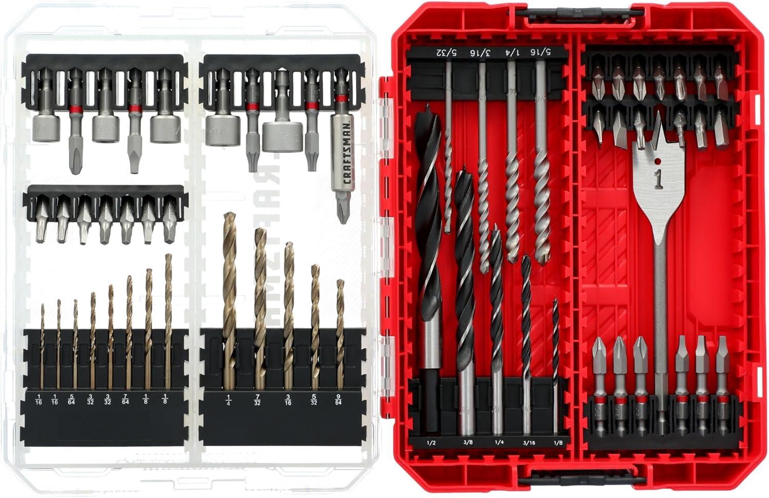 image:imageCRAFTSMAN Drill Bit Set 60 Pieces Impact Driver and Screwdriver Bit Set Includes Nut Drivers CMAF1260