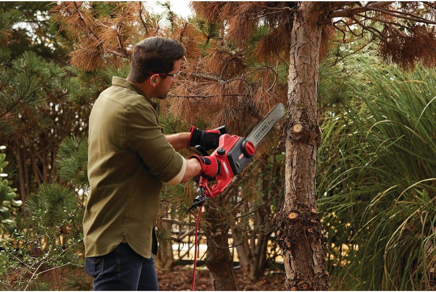 image:imageCRAFTSMAN Electric Chainsaw 16 Inch 12 Amp Corded Chain Saw Electric Ergonomic Powerful Motor CMECS600