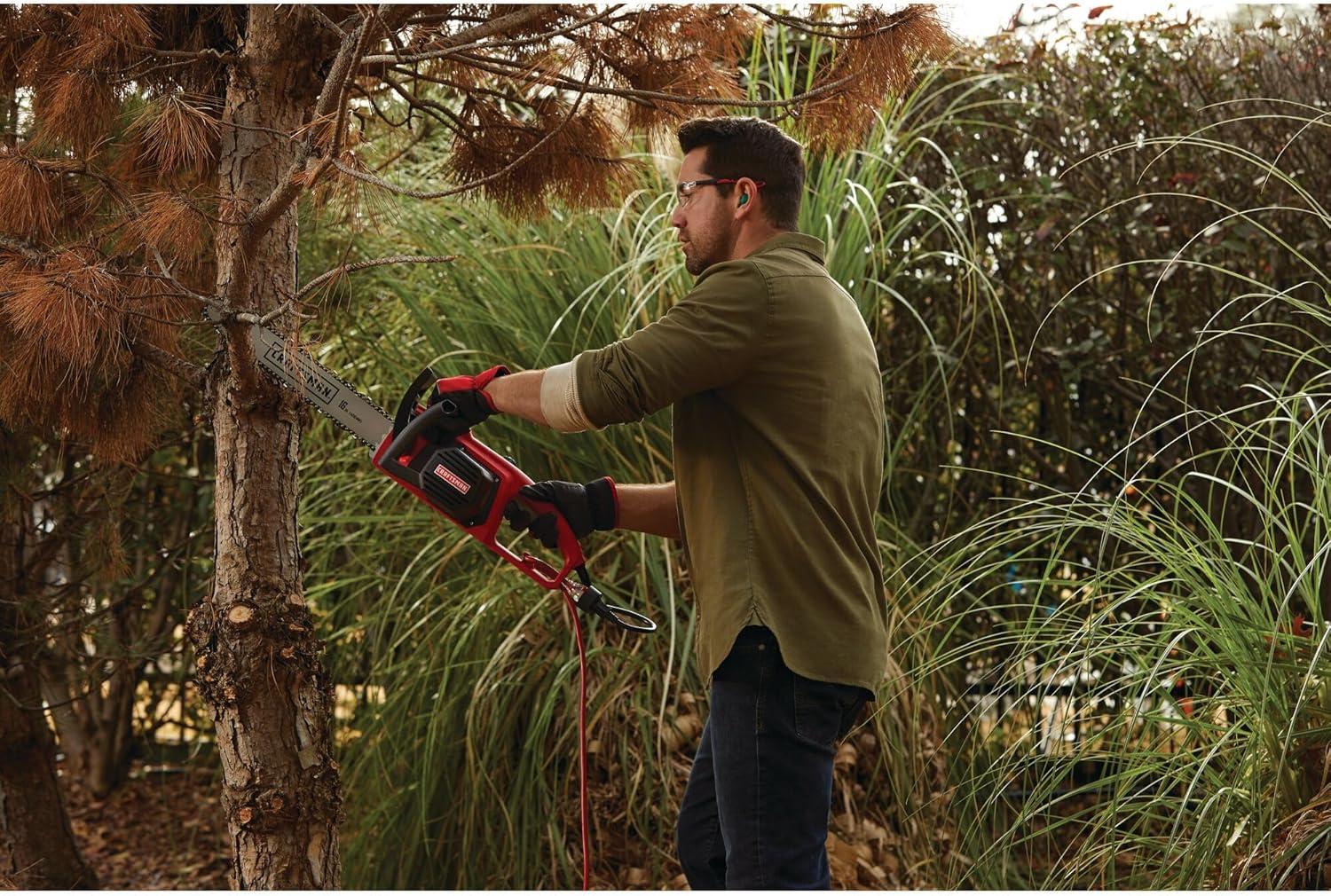 image:imageCRAFTSMAN Electric Chainsaw 16 Inch 12 Amp Corded Chain Saw Electric Ergonomic Powerful Motor CMECS600