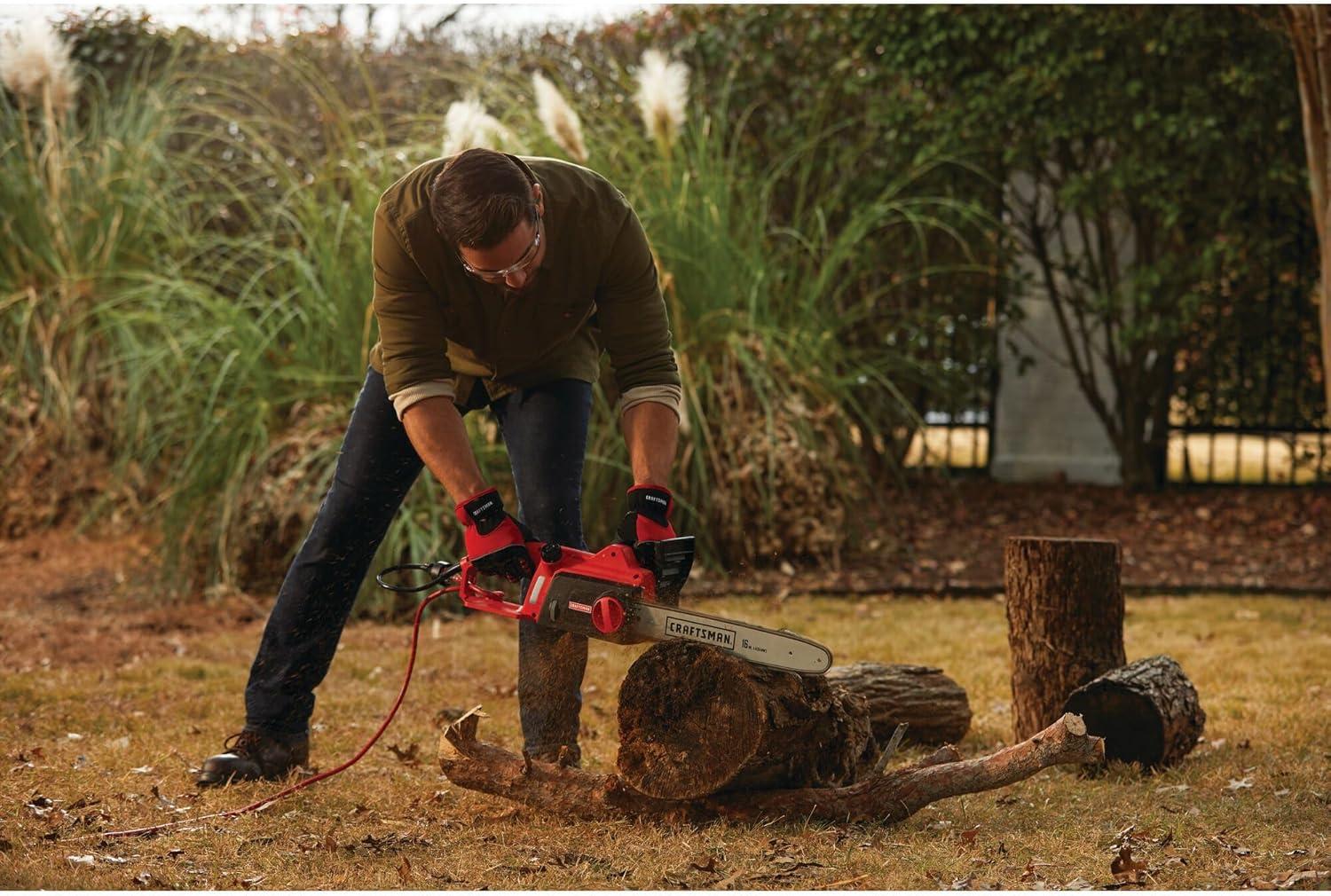 image:imageCRAFTSMAN Electric Chainsaw 16 Inch 12 Amp Corded Chain Saw Electric Ergonomic Powerful Motor CMECS600