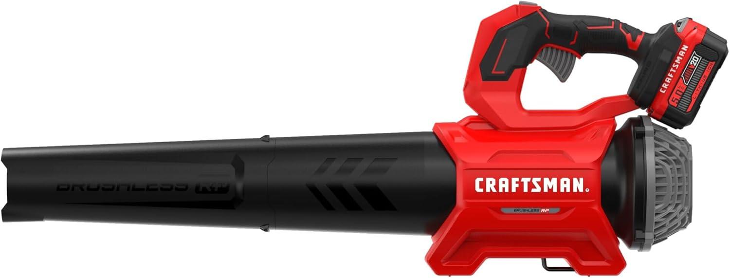 image:imageCRAFTSMAN Leaf Blower Cordless with Battery and Charger V20 RP Up to 110 MPH Power Handheld Electric Leaf Blower Brushless Motor Lightweight 50Ah CMCBL730P1