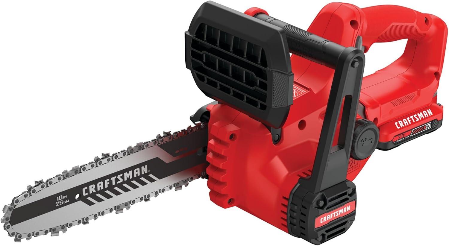 image:imageCRAFTSMAN Mini Chainsaw 10 inch Mini Chainsaw Cordless Electric Chain Saw V20 Battery and Charger Included Handheld Tree Trimmer Wood Cutter CMCCS610D12Ah Chainsaw Kit