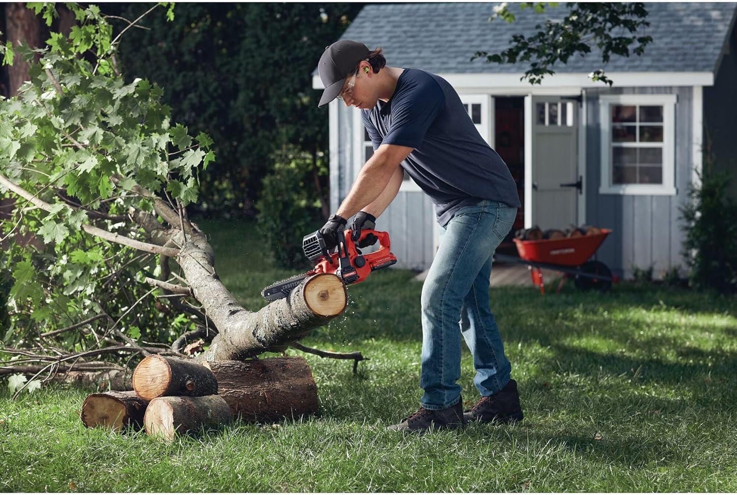image:imageCRAFTSMAN Mini Chainsaw 10 inch Mini Chainsaw Cordless Electric Chain Saw V20 Battery and Charger Included Handheld Tree Trimmer Wood Cutter CMCCS610D12Ah Chainsaw Kit