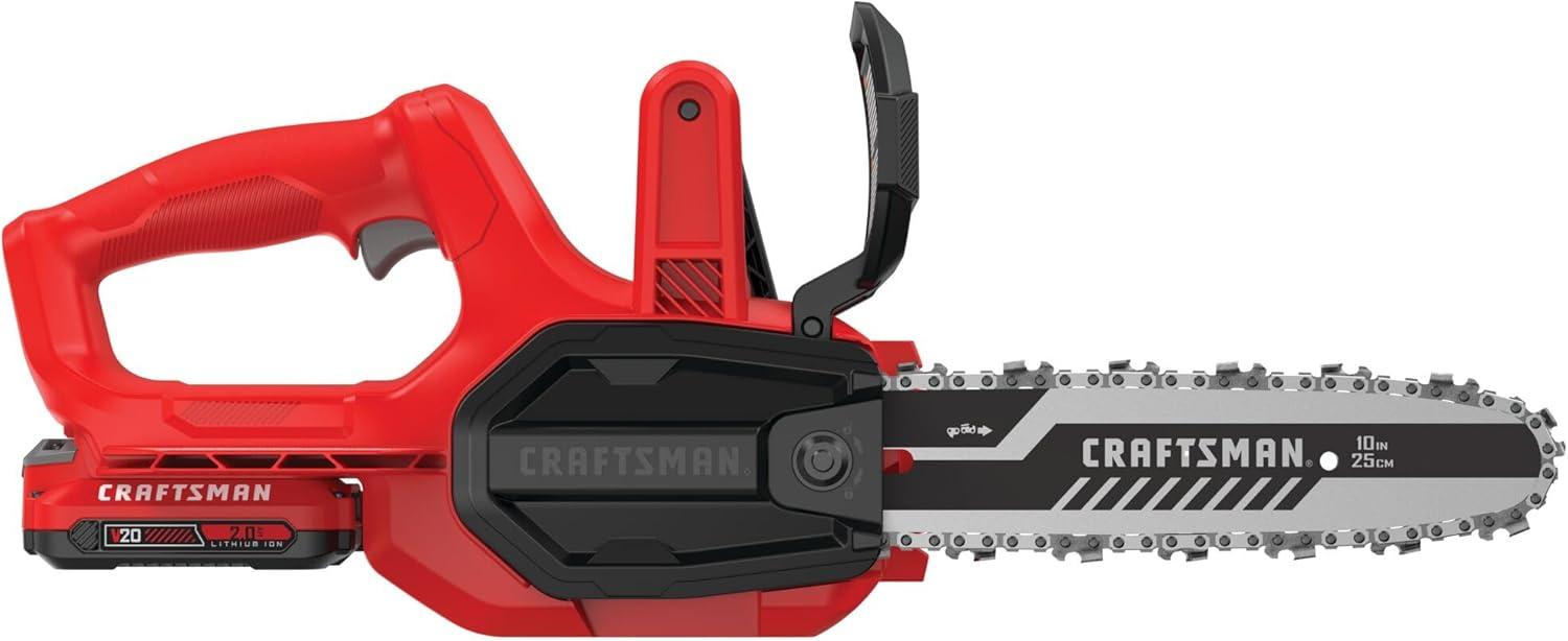 image:imageCRAFTSMAN Mini Chainsaw 10 inch Mini Chainsaw Cordless Electric Chain Saw V20 Battery and Charger Included Handheld Tree Trimmer Wood Cutter CMCCS610D12Ah Chainsaw Kit