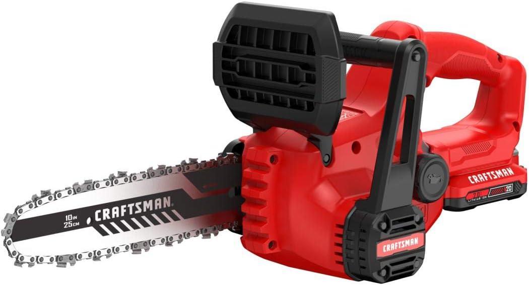 image:imageCRAFTSMAN Mini Chainsaw 10 inch Mini Chainsaw Cordless Electric Chain Saw V20 Battery and Charger Included Handheld Tree Trimmer Wood Cutter CMCCS610D12Ah Chainsaw Kit