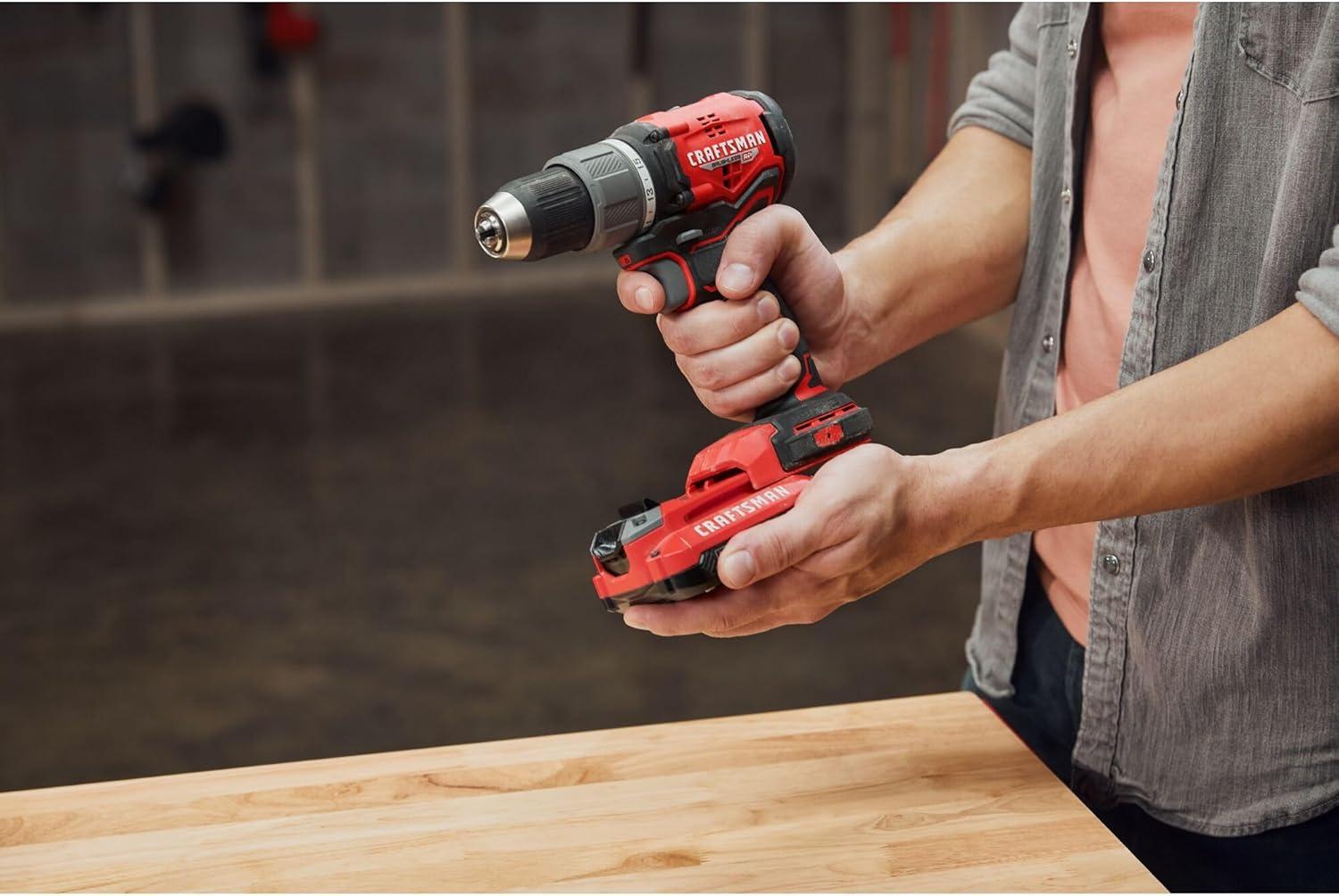image:imageCRAFTSMAN V20 12 Inch Cordless DrillDriver Kit with 1 Battery and Charger CMCD713C1
