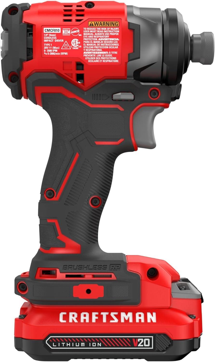 image:imageCRAFTSMAN V20 14 Inch Cordless Impact Driver Kit with Battery and Charger CMCF813C1