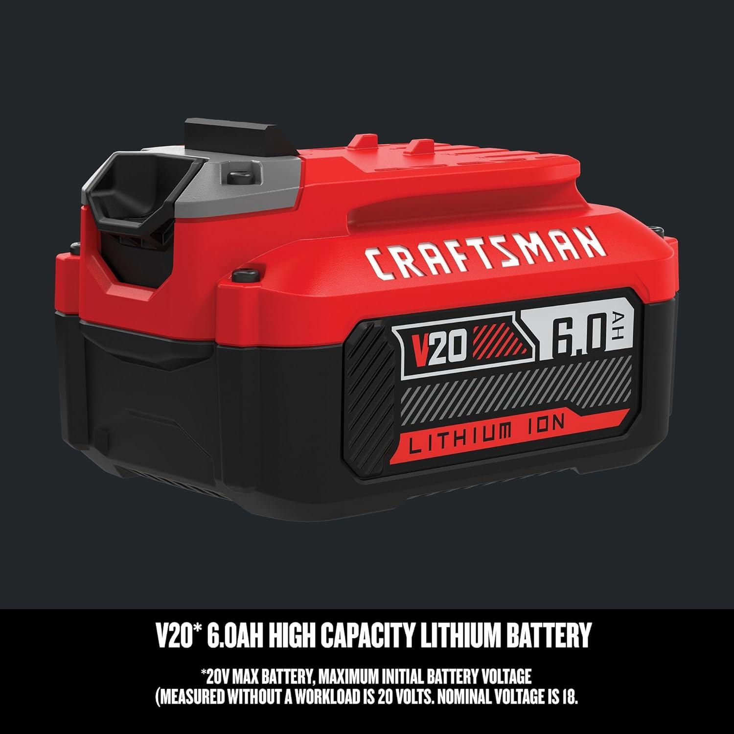 image:imageCRAFTSMAN V20 6Ah Lithium Ion Power Tool Battery CMCB206