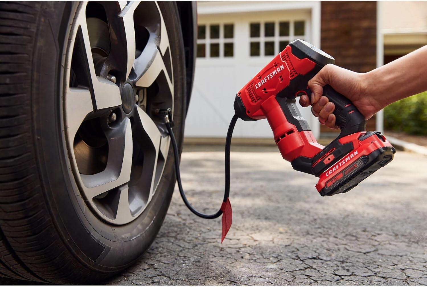 image:imageCRAFTSMAN V20 Air Compressor Portable Cordless Tire Inflator Up To 150 PSI Tire Pump with Digital Pressure Gauge Tool Only CMCE521B