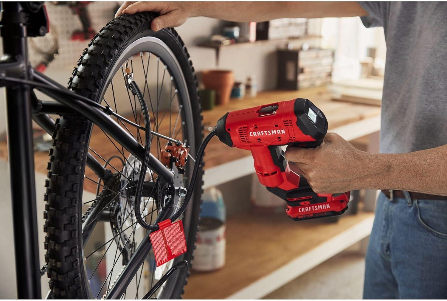 image:imageCRAFTSMAN V20 Air Compressor Portable Cordless Tire Inflator Up To 150 PSI Tire Pump with Digital Pressure Gauge Tool Only CMCE521B