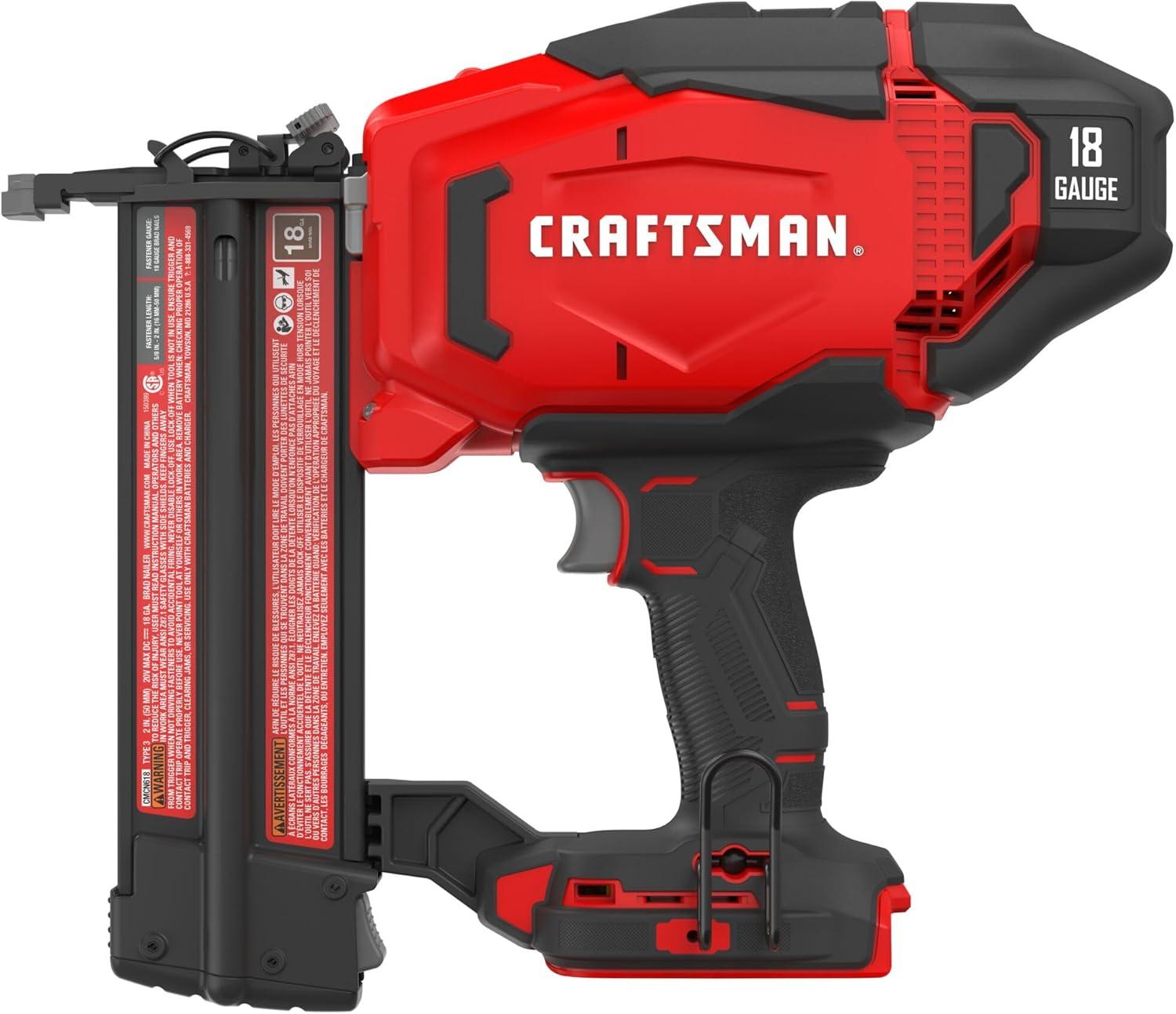 image:imageCRAFTSMAN V20 Brad Nailer 18GA Cordless Bare Tool Only CMCN618B