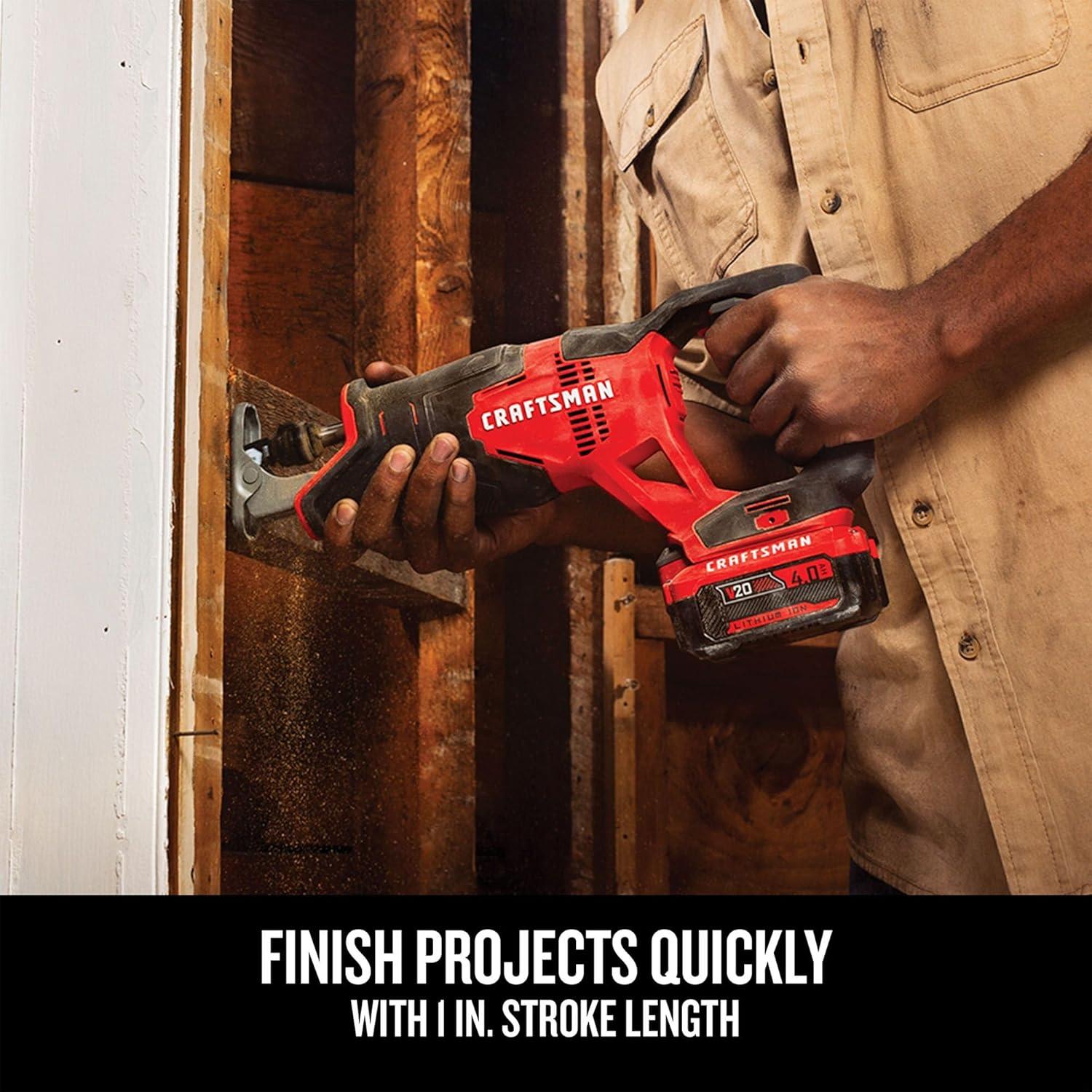 image:imageCRAFTSMAN V20 Cordless 4Tool Power Tool Combo Kit with 2 Batteries and Charger CMCK400D2