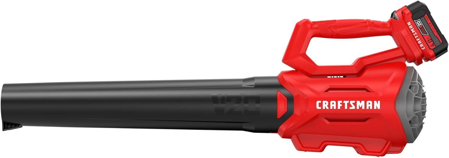 image:imageCRAFTSMAN V20 Cordless Axial Leaf Blower Kit Includes 40 Ah Battery and Charger 100 MPH and 380 CFM Clearing Power Lightweight 2 Speed Trigger CMCBL700M1