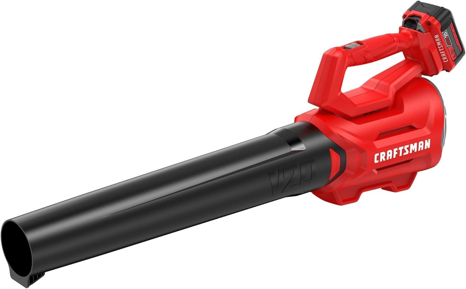 image:imageCRAFTSMAN V20 Cordless Axial Leaf Blower Kit Includes 40 Ah Battery and Charger 100 MPH and 380 CFM Clearing Power Lightweight 2 Speed Trigger CMCBL700M1