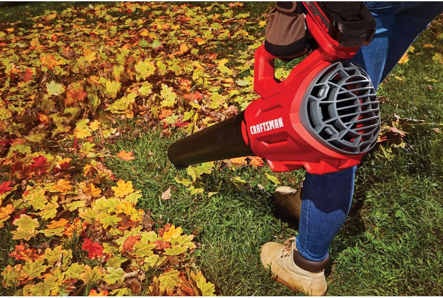 image:imageCRAFTSMAN V20 Cordless Axial Leaf Blower Kit Includes 40 Ah Battery and Charger 100 MPH and 380 CFM Clearing Power Lightweight 2 Speed Trigger CMCBL700M1