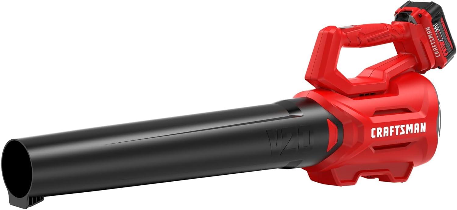 image:imageCRAFTSMAN V20 Cordless Axial Leaf Blower Kit Includes 40 Ah Battery and Charger 100 MPH and 380 CFM Clearing Power Lightweight 2 Speed Trigger CMCBL700M1