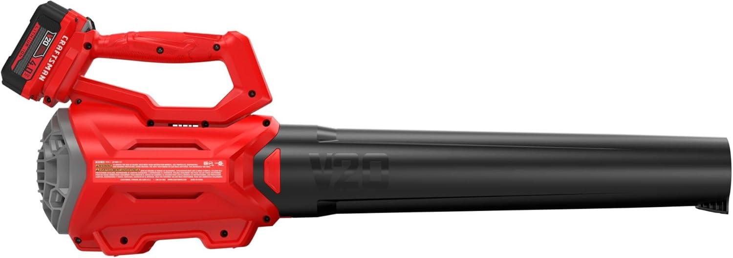 image:imageCRAFTSMAN V20 Cordless Axial Leaf Blower Kit Includes 40 Ah Battery and Charger 100 MPH and 380 CFM Clearing Power Lightweight 2 Speed Trigger CMCBL700M1