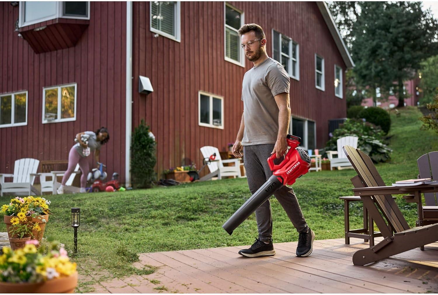 image:imageCRAFTSMAN V20 Cordless Axial Leaf Blower Kit Includes 40 Ah Battery and Charger 100 MPH and 380 CFM Clearing Power Lightweight 2 Speed Trigger CMCBL700M1