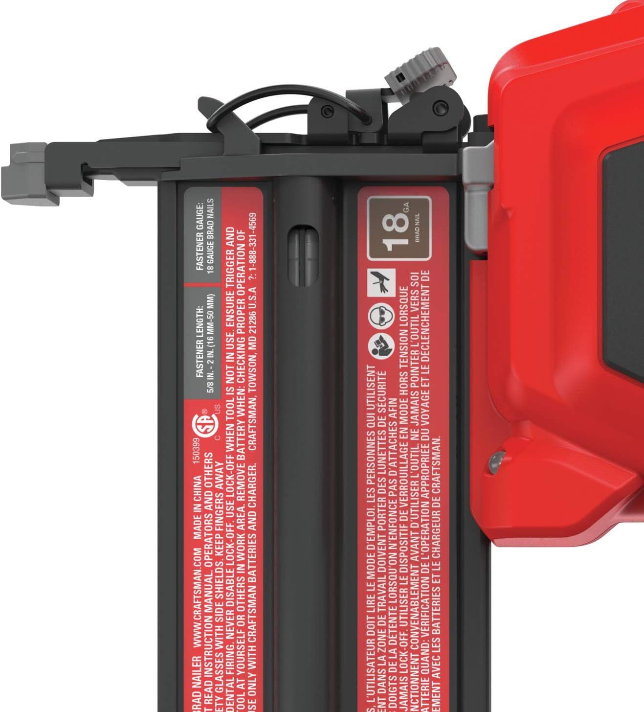 image:imageCRAFTSMAN V20 Cordless Brad Nailer 18 Gauge Nail Gun with Battery and Charger CMCN618C118GA Brad Nailer Kit