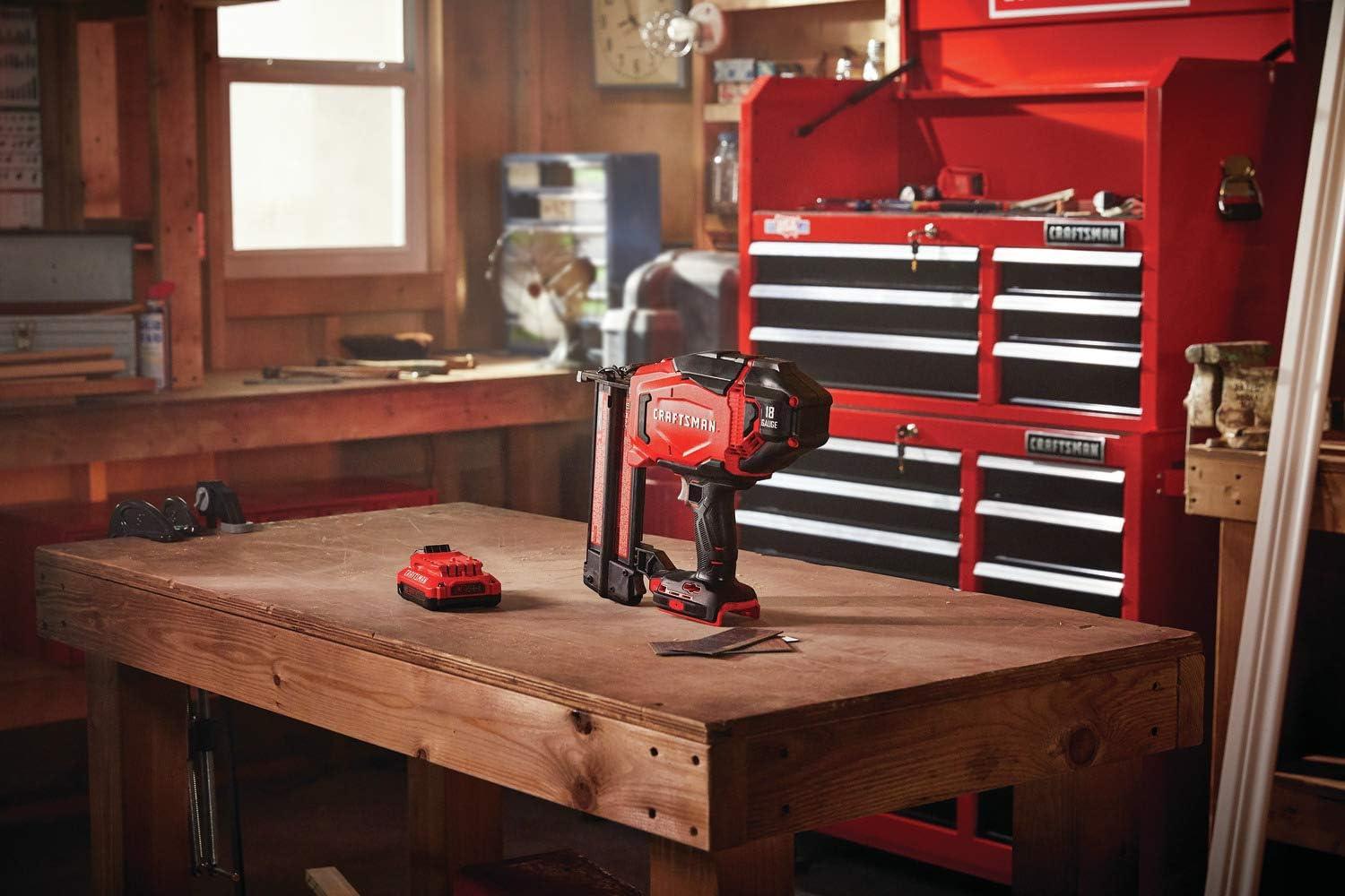 image:imageCRAFTSMAN V20 Cordless Brad Nailer 18 Gauge Nail Gun with Battery and Charger CMCN618C118GA Brad Nailer Kit