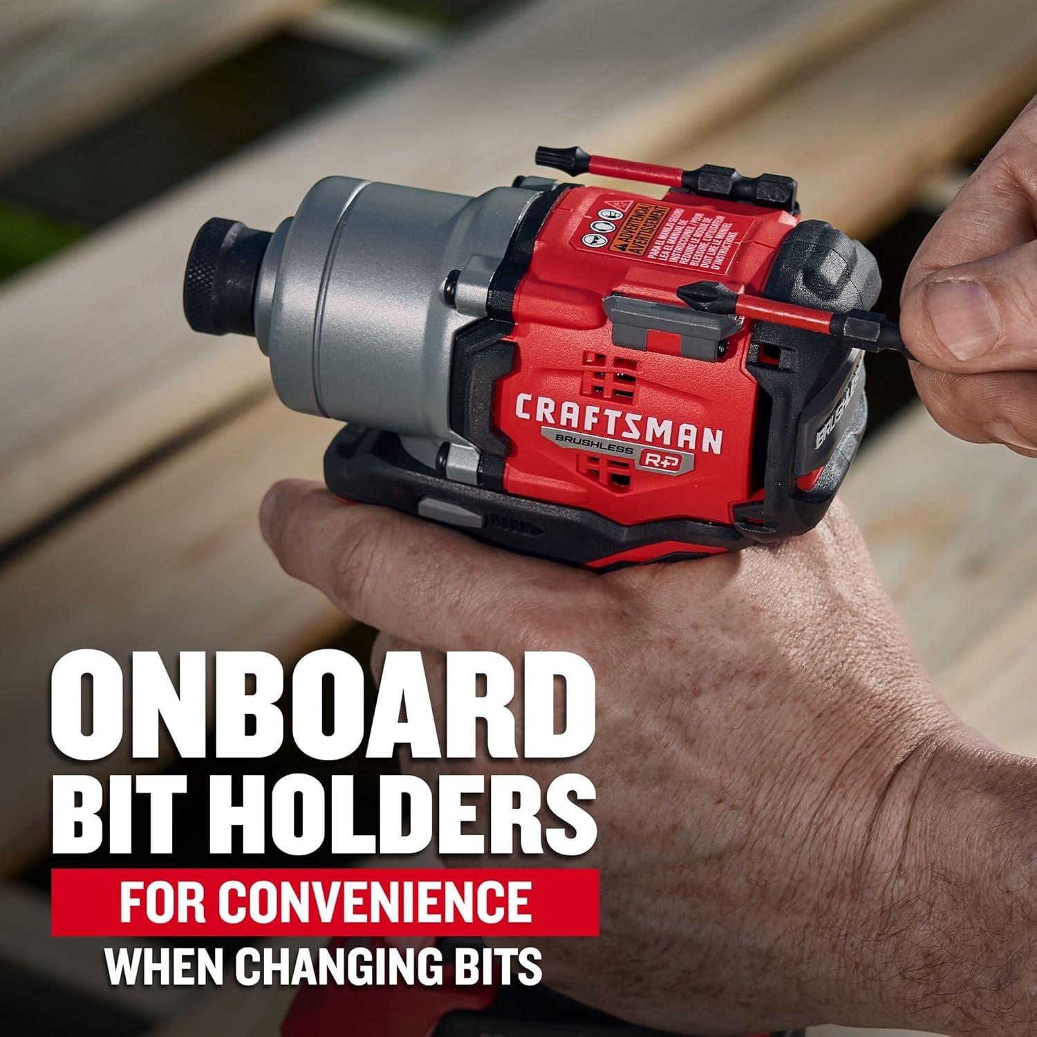 image:imageCRAFTSMAN V20 Cordless Brushless Impact Driver Set 14 Impact Driver Includes 2 Batteries and Charger CMCF830D2