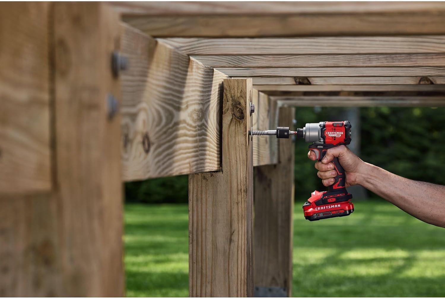 image:imageCRAFTSMAN V20 Cordless Brushless Impact Driver Set 14 Impact Driver Includes 2 Batteries and Charger CMCF830D2