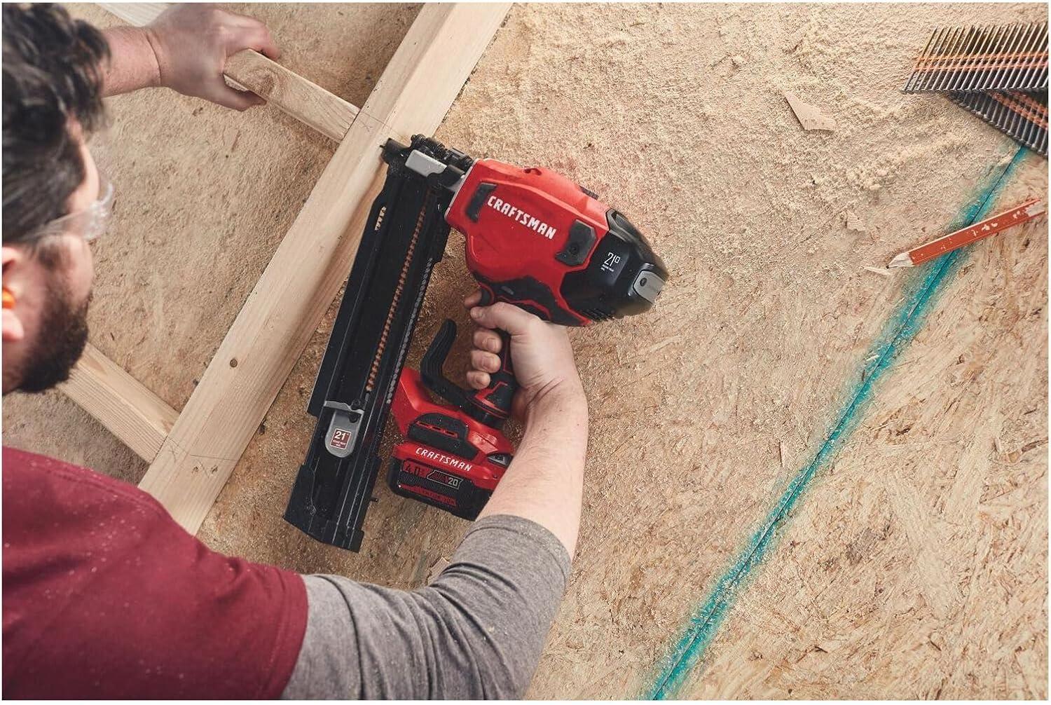 image:imageCRAFTSMAN V20 Cordless Framing Nailer Nail Gun 21 Degree up to 314 inch Nails Bare Tool Only CMCN621PLB