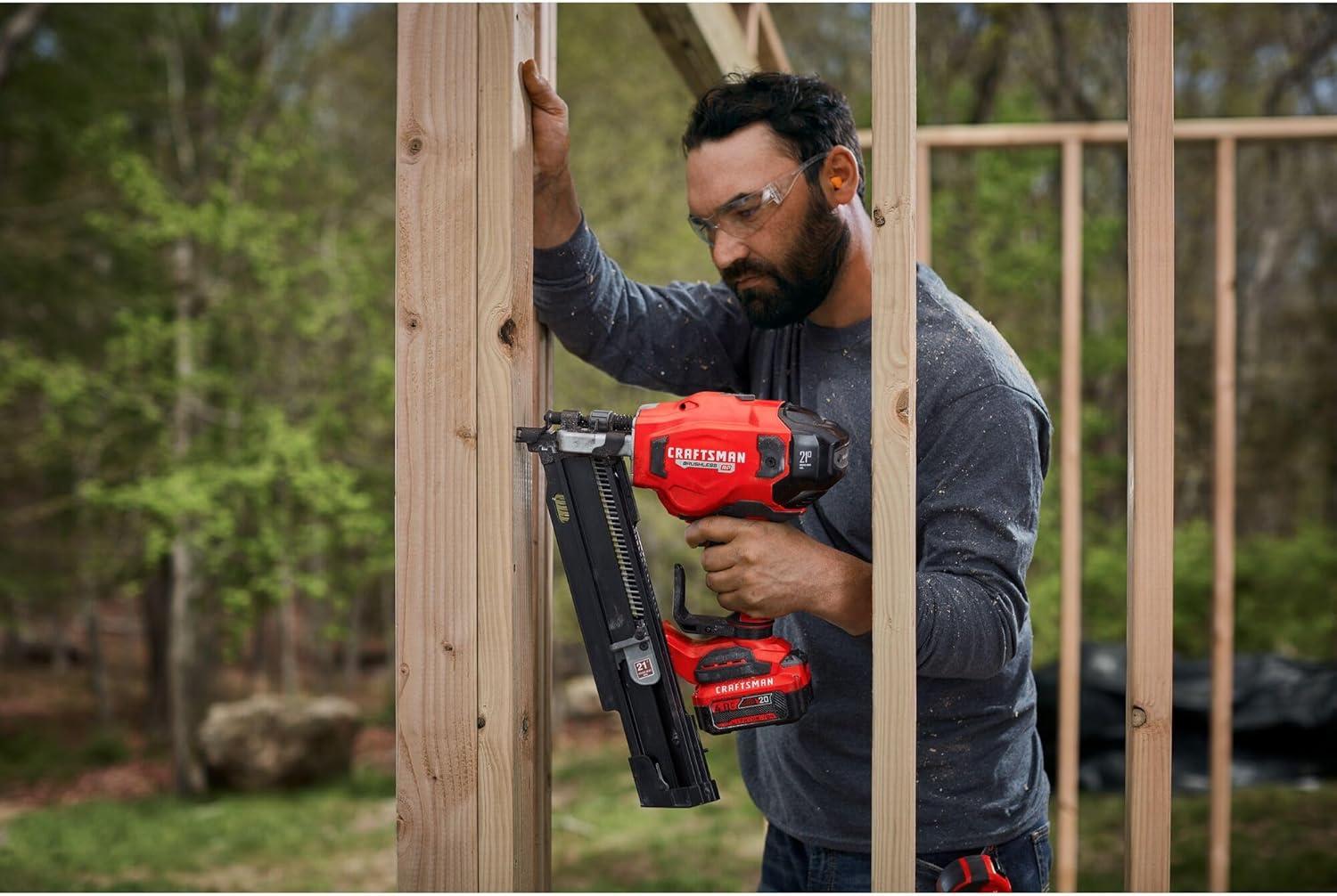 image:imageCRAFTSMAN V20 Cordless Framing Nailer Nail Gun 21 Degree up to 314 inch Nails Bare Tool Only CMCN621PLB