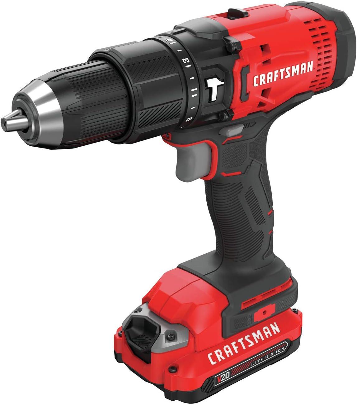image:imageCRAFTSMAN V20 Cordless Hammer Drill Kit 12 inch 2 Batteries and Charger Included CMCD711C2Hammer Drill Kit Only
