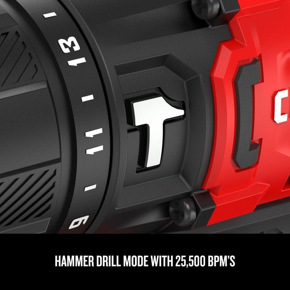 image:imageCRAFTSMAN V20 Cordless Hammer Drill Kit 12 inch 2 Batteries and Charger Included CMCD711C2Hammer Drill Kit Only