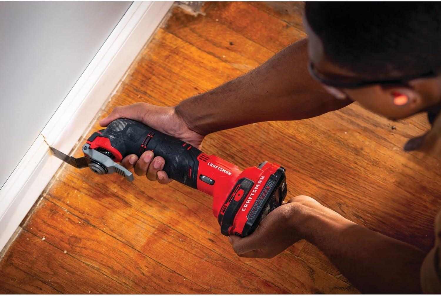 image:imageCRAFTSMAN V20 Cordless Oscillating Tool Kit MultiTool with Blades Sand Paper Battery and Charger Included CMCE501D1