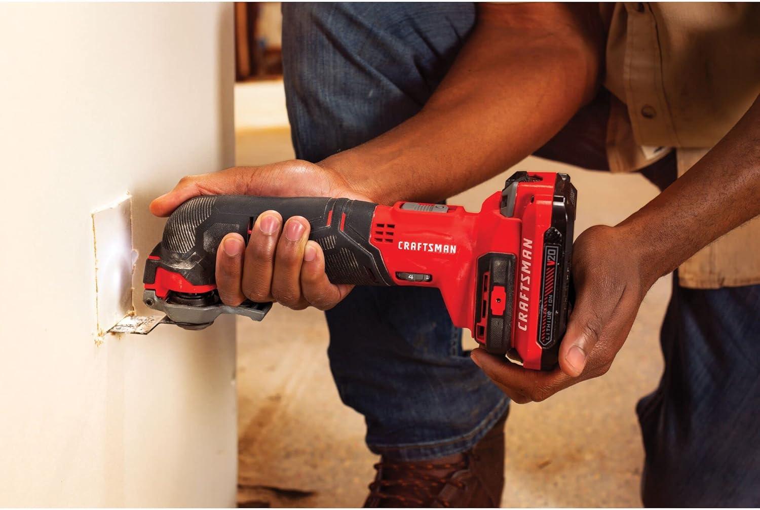 image:imageCRAFTSMAN V20 Cordless Oscillating Tool Kit MultiTool with Blades Sand Paper Battery and Charger Included CMCE501D1