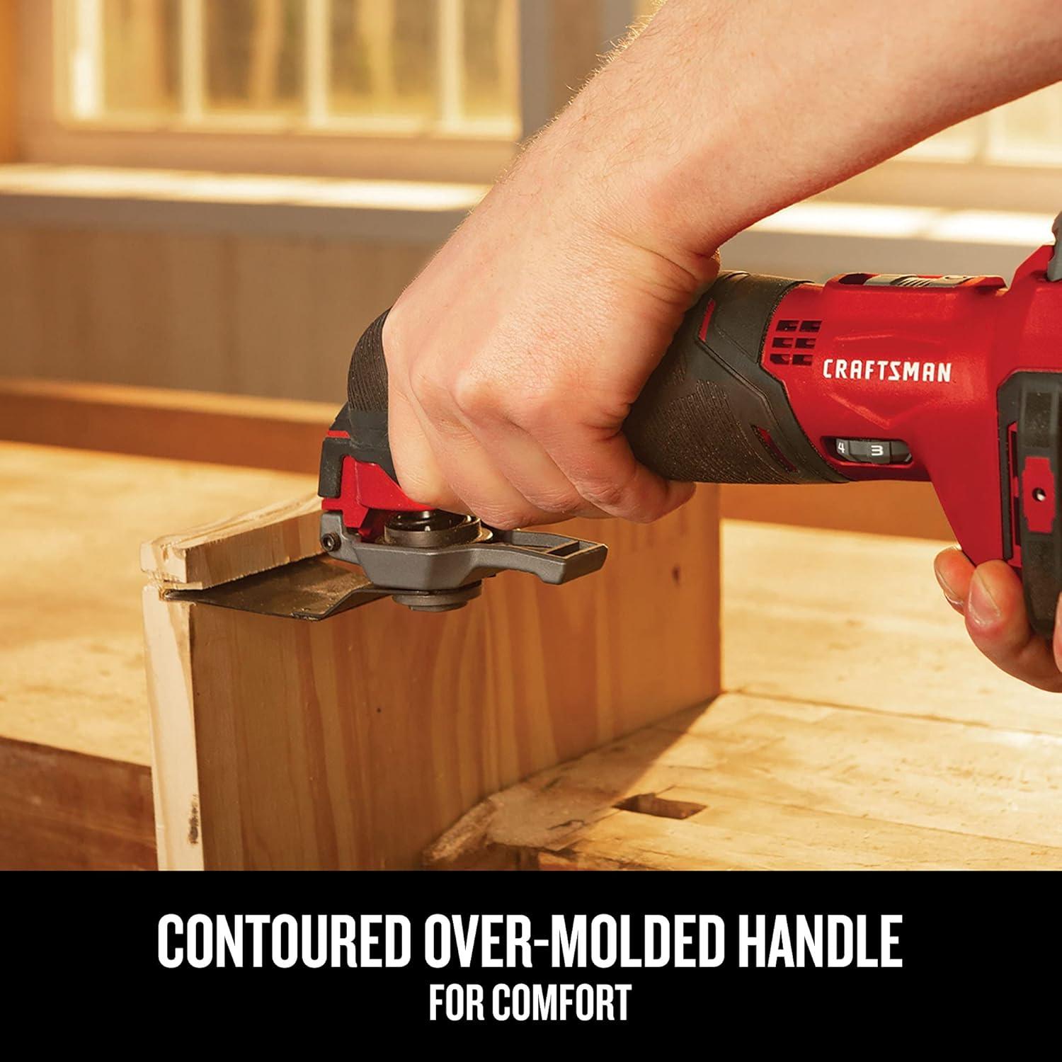 image:imageCRAFTSMAN V20 Cordless Oscillating Tool Kit MultiTool with Blades Sand Paper Battery and Charger Included CMCE501D1