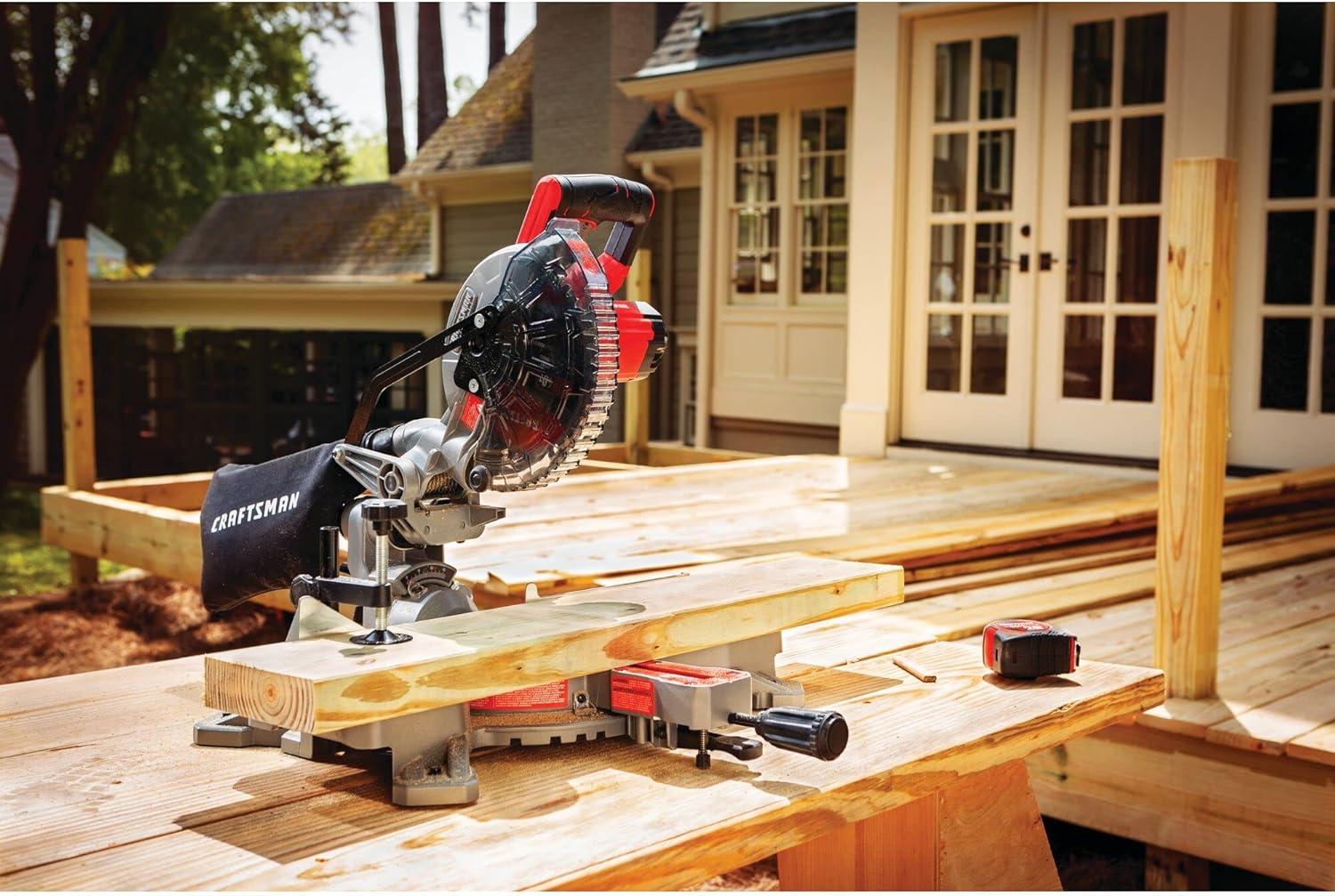 image:imageCRAFTSMAN V20 Cordless Sliding Miter Saw 714 inch Single Bevel Battery and Charger Included CMCS714M1Miter Saw Kit