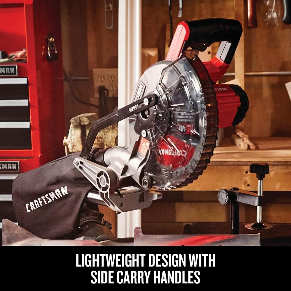 image:imageCRAFTSMAN V20 Cordless Sliding Miter Saw 714 inch Single Bevel Battery and Charger Included CMCS714M1Miter Saw Kit