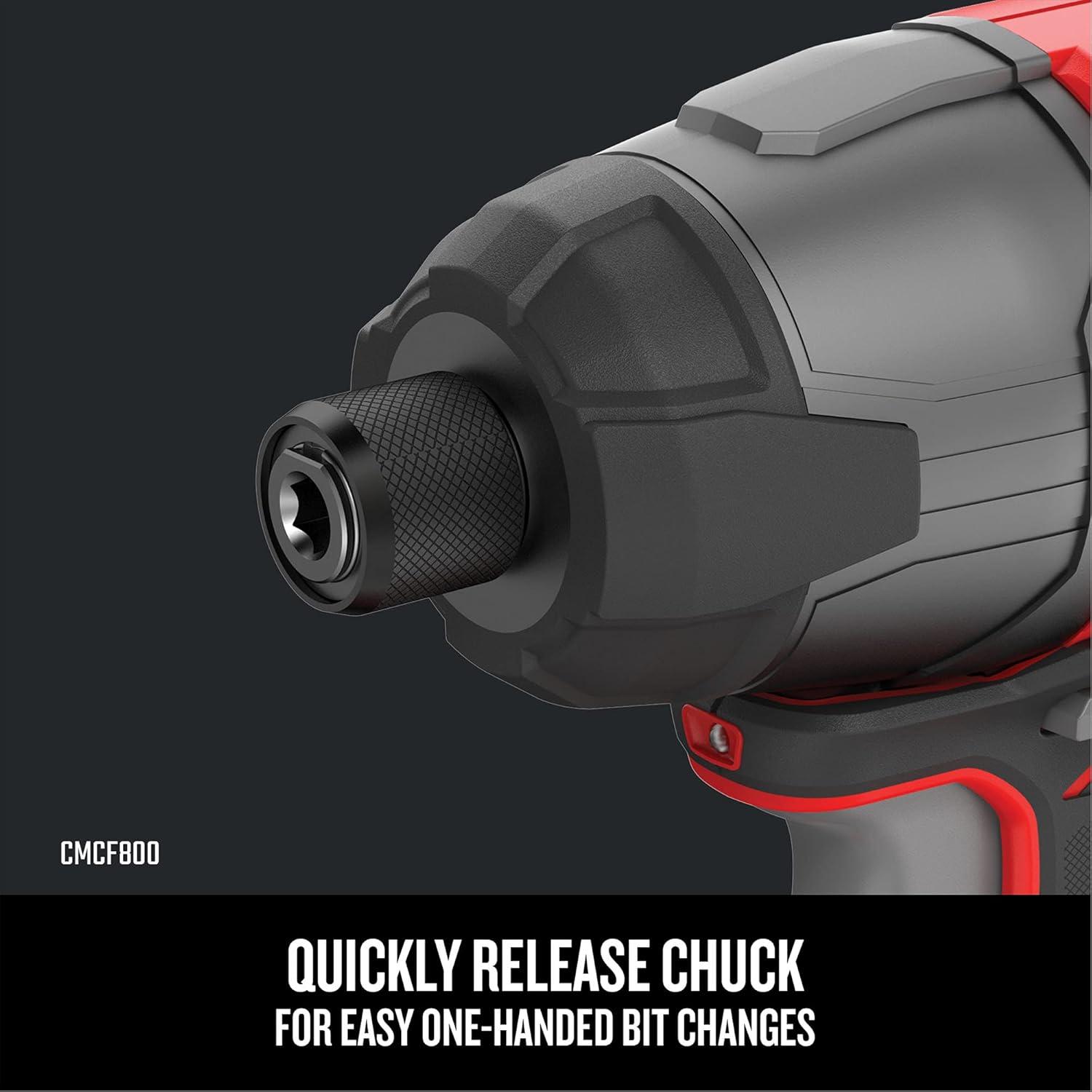 image:imageCRAFTSMAN V20 MAX Cordless Drill Driver and Impact Driver Set Power Tool Set with 2 Batteries and Charger LED Work Light 2 Bits Bag CMCK200C22Tool Combo Kit Only