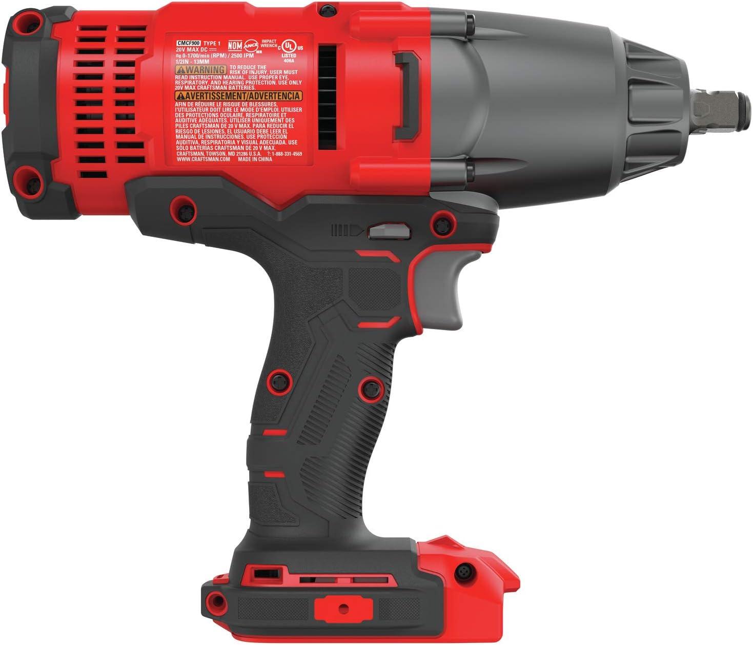 image:imageCRAFTSMAN V20 RP 12 inch Cordless Impact Wrench Kit Brushless 4Ah Battery and Charger Included CMCF900M1Impact Wrench Only