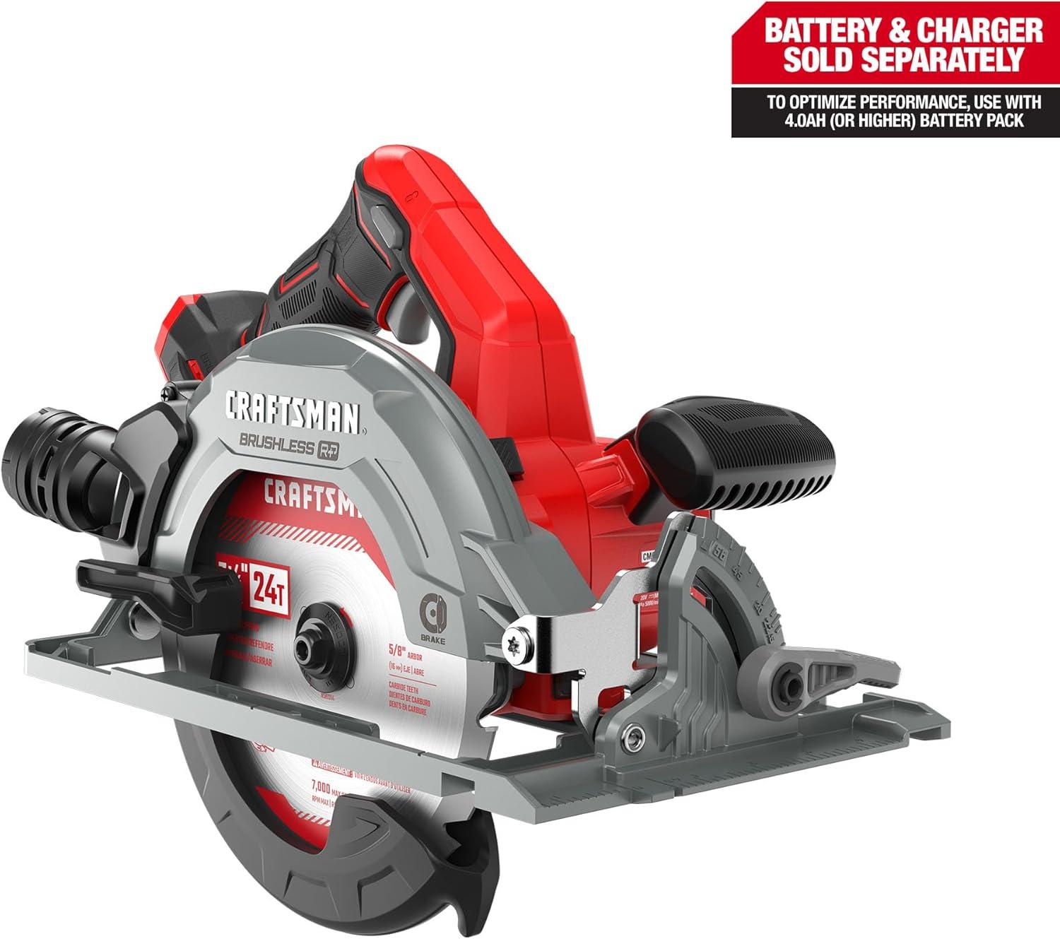 image:imageCRAFTSMAN V20 RP Cordless Circular Saw 714 inch Bare Tool Only CMCS551B