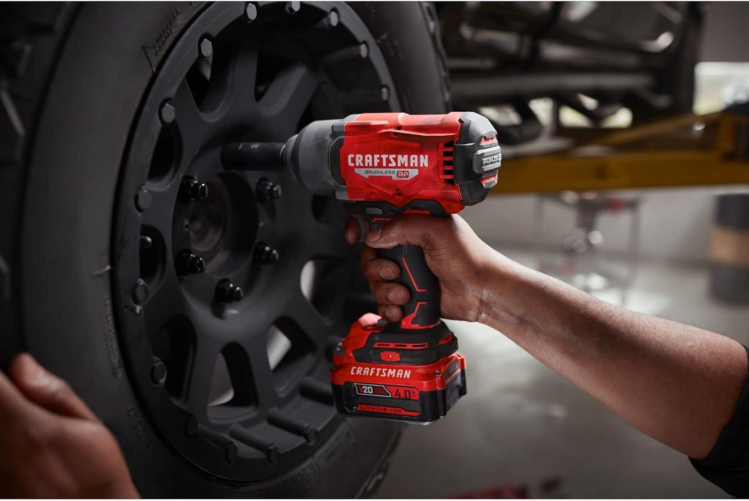 image:imageCRAFTSMAN V20 RP Impact Wrench Cordless Brushless High Torque 12 Inch 4Ah Battery and Charger Included CMCF940M1