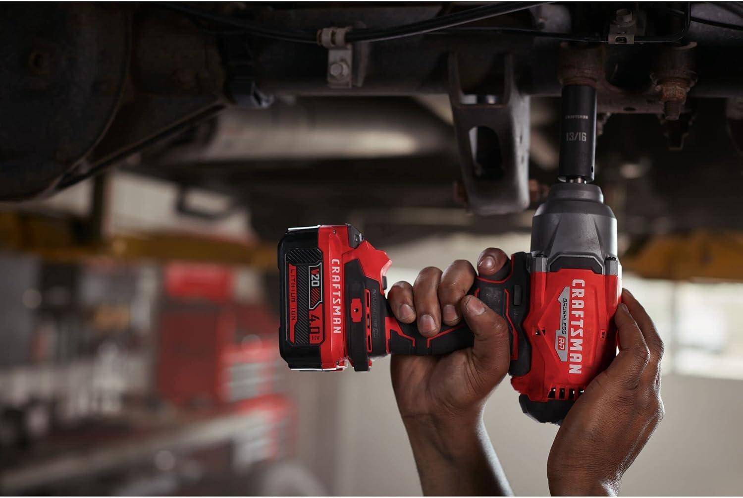 image:imageCRAFTSMAN V20 RP Impact Wrench Cordless Brushless High Torque 12 Inch 4Ah Battery and Charger Included CMCF940M1