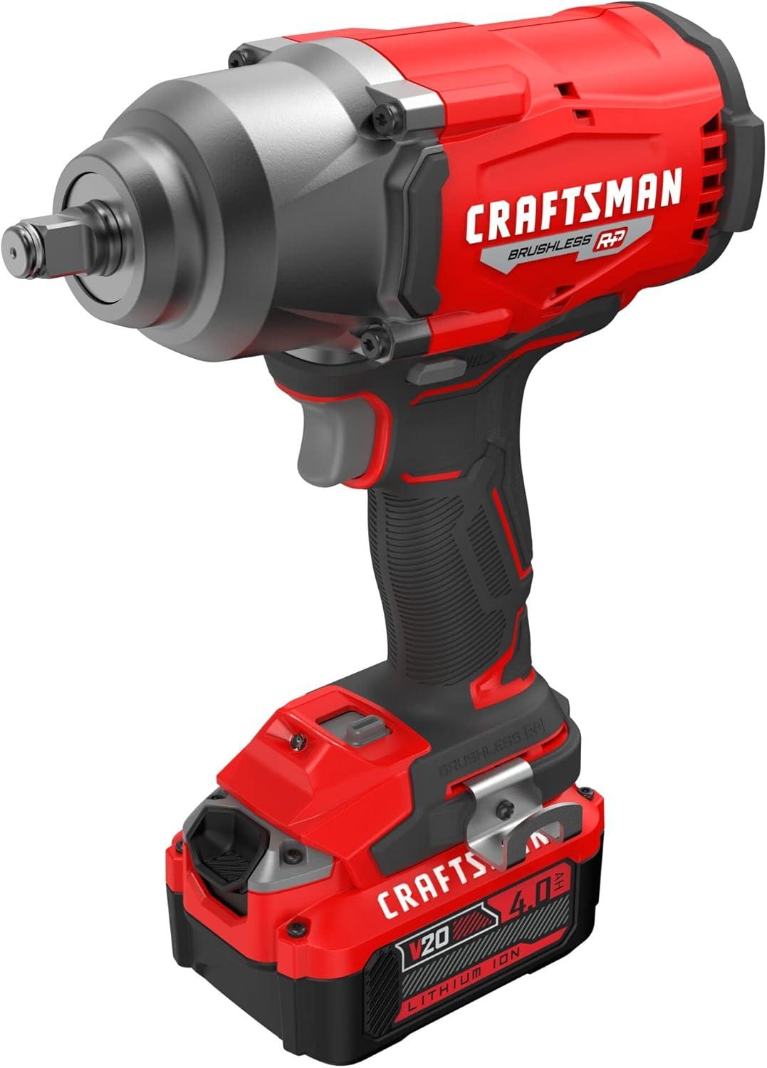 image:imageCRAFTSMAN V20 RP Impact Wrench Cordless Brushless High Torque 12 Inch 4Ah Battery and Charger Included CMCF940M1