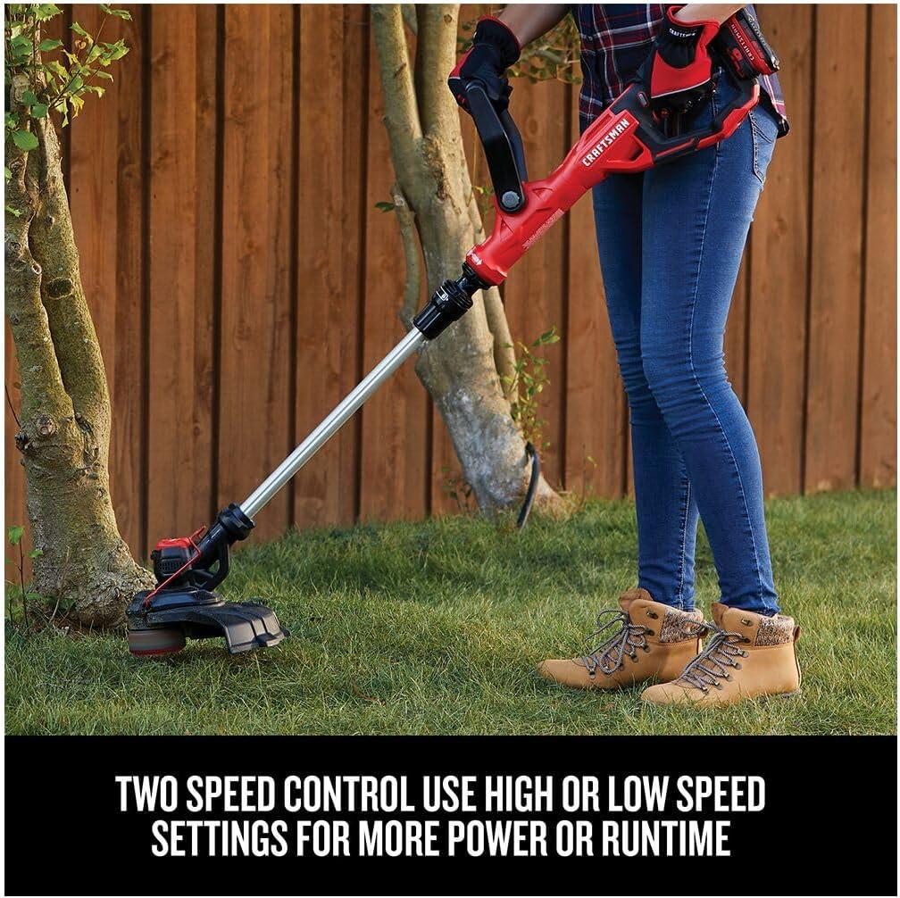 image:imageCRAFTSMAN V20 String Trimmer and Lawn Edger Kit with 4Ah Battery and Charger 13 in Cordless Weed Wacker with Up to 63 Minutes Runtime Lightweight CMCST901M120V Trimmer Blower Kit