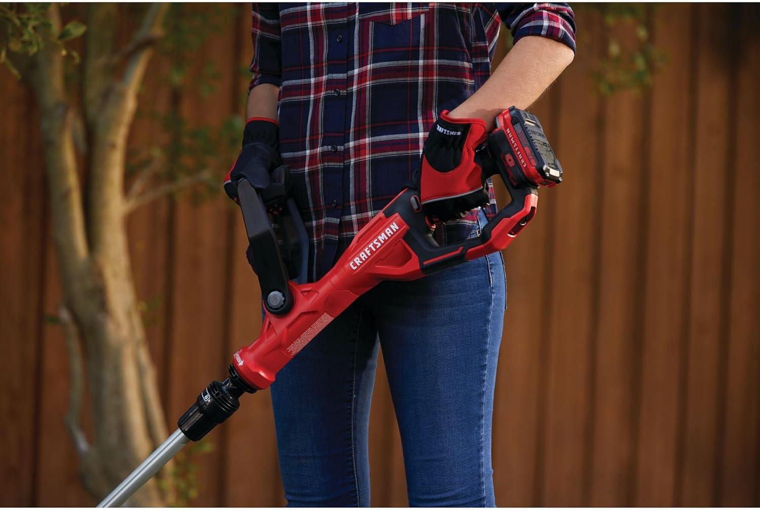 image:imageCRAFTSMAN V20 String Trimmer and Lawn Edger Kit with 4Ah Battery and Charger 13 in Cordless Weed Wacker with Up to 63 Minutes Runtime Lightweight CMCST901M120V Trimmer Kit